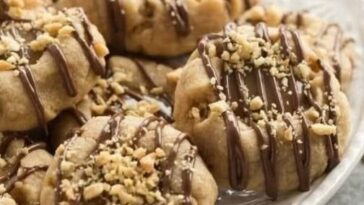Peanut Butter Turtle Thumbprint Cookies