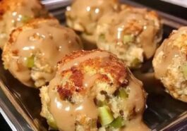 Balls made of leftover turkey and stuffing.
