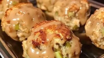 Balls made of leftover turkey and stuffing.